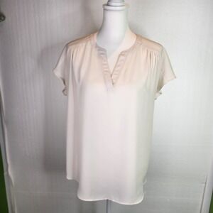 Banana Republic Cream Split Neck Flutter Sleeve Blouse Medium